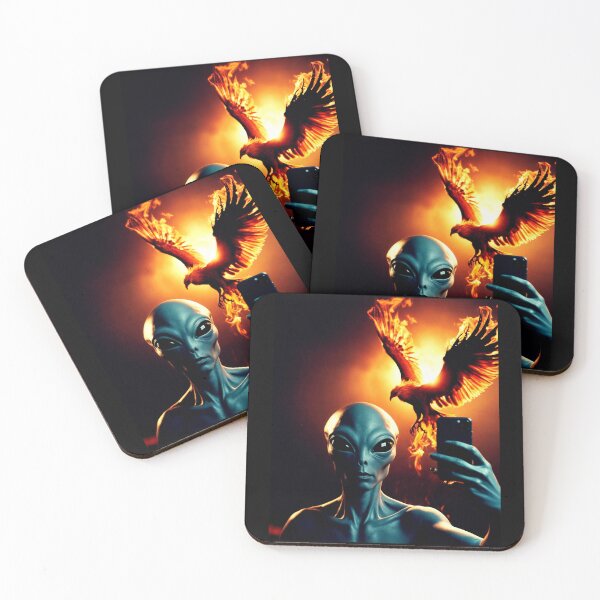 Item preview,  Alien Selfie with a Phoenix designed and sold by StaggDevon.