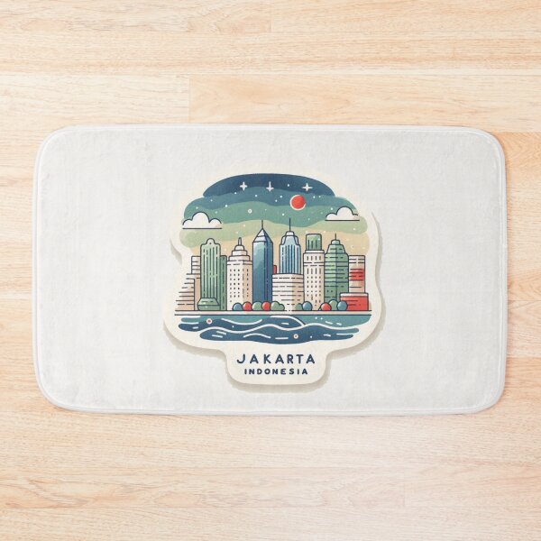 Item preview, Jakarta Indonesia Minimalist Watercolor Cityscape Sticker,  designed and sold by PaintMeWorld.