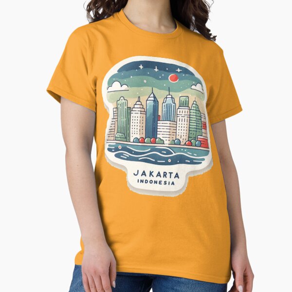 Item preview, Jakarta Indonesia Minimalist Watercolor Cityscape Sticker,  designed and sold by PaintMeWorld.
