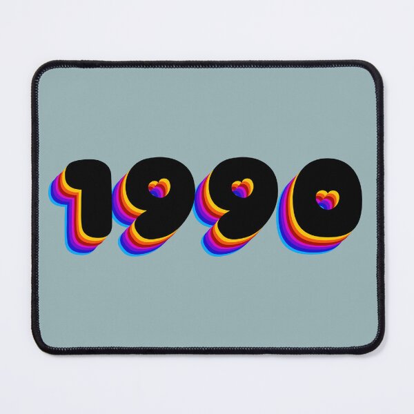 Item preview, 1990 – 90s retro vibe with hearts (black numbers and rainbow tail) designed and sold by Vision Illustrated.