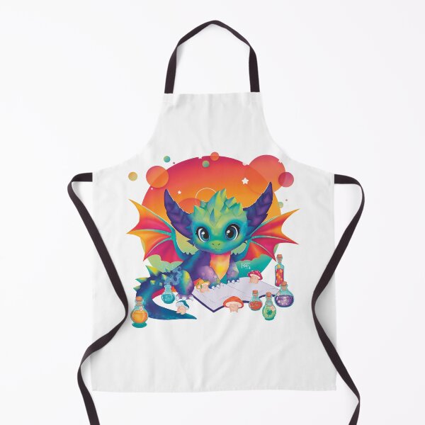 Item preview, Baby Dragon Cute Kawaii Colorful Magic Potions Mushrooms  White background designed and sold by Tikiwi Design.