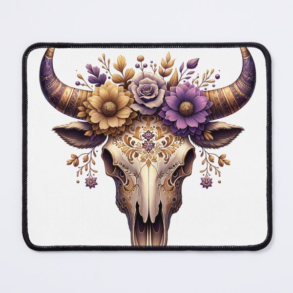 Item preview, Boho Bull Skull with Floral Crown – Western Bohemian Spirit Art designed and sold by Broken Minimalister.