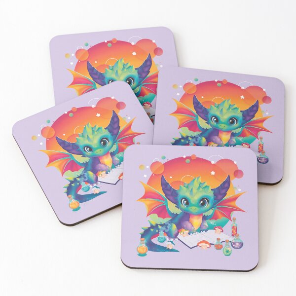 Item preview, Copie de Baby Dragon Cute Kawaii Colorful Magic Potions Mushrooms  Purple background designed and sold by Tikiwi Design.