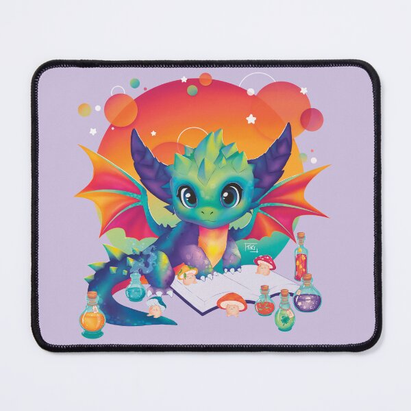 Item preview, Copie de Baby Dragon Cute Kawaii Colorful Magic Potions Mushrooms Purple background designed and sold by Tikiwi Design.