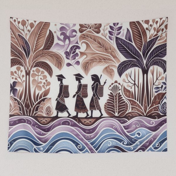 Item preview, Batik landscape with figures designed and sold by Sigtrix.