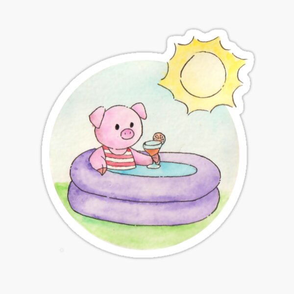 Item preview, Watercolor Pig in Pool designed and sold by DesignsByHumbug.