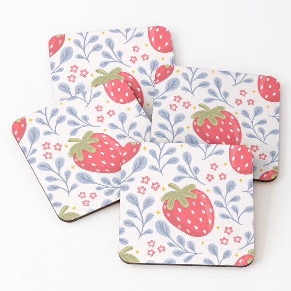 Item preview, Pink Soft Strawberries and Florals – Cute Kawaii Cottagecore Coquette Preppy Pattern designed and sold by OzdeBayer.