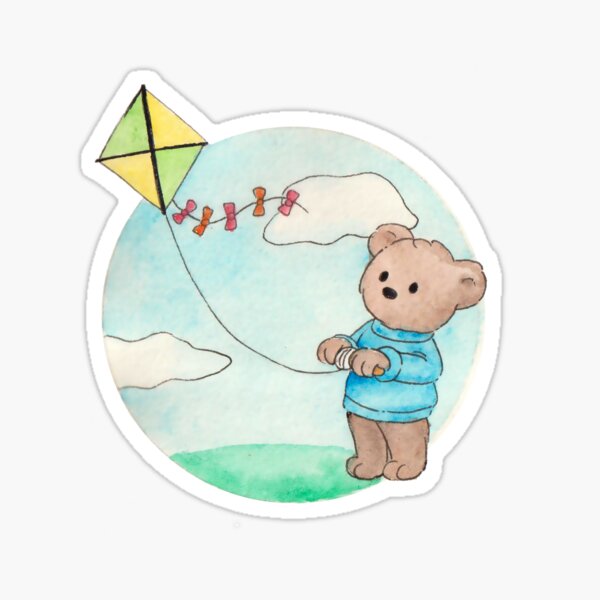 Item preview, Watercolor Bear with Kite designed and sold by DesignsByHumbug.