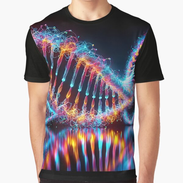 Item preview, Neon DNA Double Helix | Photoreal Science Art on Black designed and sold by Physics Lab.