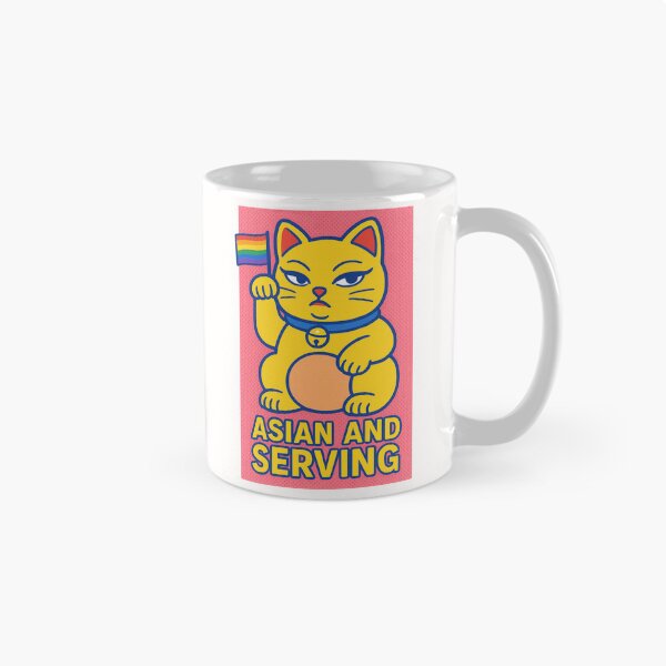 Item preview, Lucky Cat with Pride Flag Saying Asian and Serving designed and sold by Places On Earth.