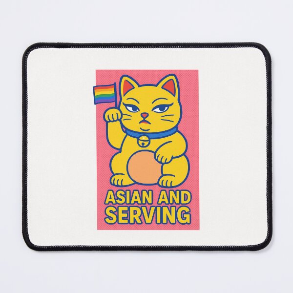 Item preview, Lucky Cat with Pride Flag Saying Asian and Serving designed and sold by Places On Earth.