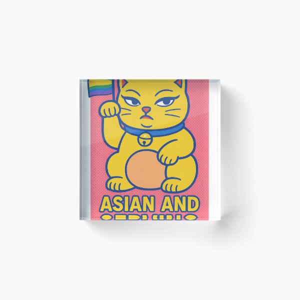 Item preview, Lucky Cat with Pride Flag Saying Asian and Serving designed and sold by Places On Earth.