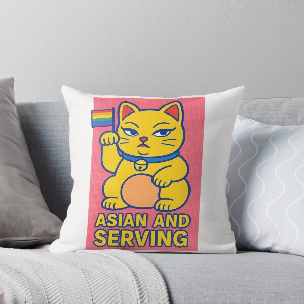 Item preview, Lucky Cat with Pride Flag Saying Asian and Serving designed and sold by Places On Earth.