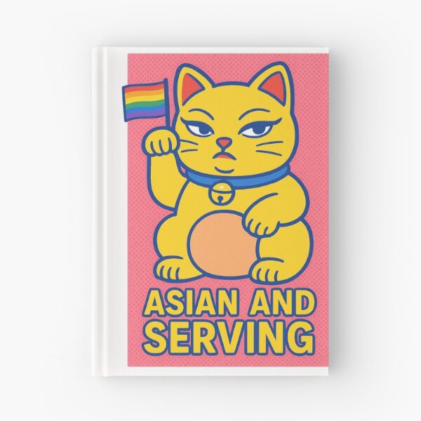 Item preview, Lucky Cat with Pride Flag Saying Asian and Serving designed and sold by Places On Earth.