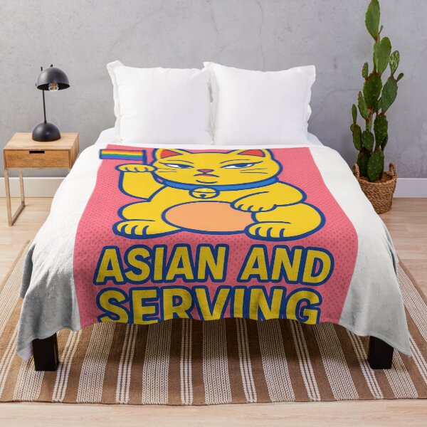 Item preview, Lucky Cat with Pride Flag Saying Asian and Serving designed and sold by Places On Earth.