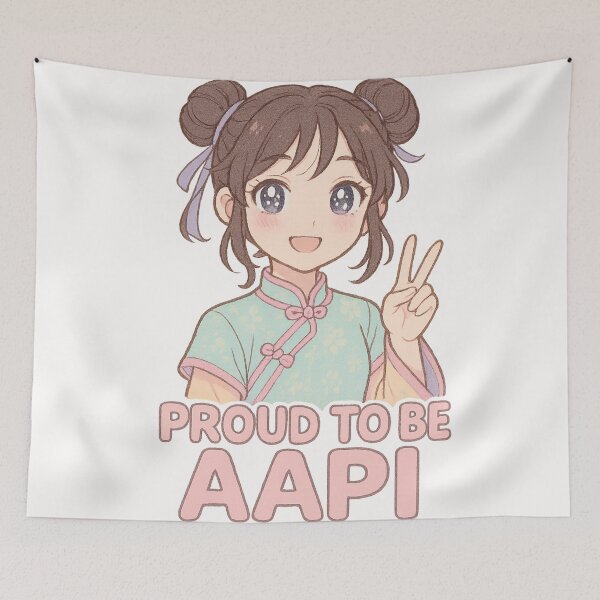 Item preview, Smiling Girl in Cheongsam with AAPI Pride designed and sold by Places On Earth.