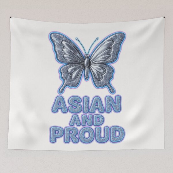 Item preview, Silver Butterfly with Asian and Proud Message designed and sold by Places On Earth.