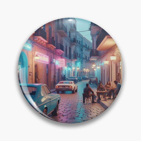 Item preview, Classic 1970s Tripoli – AI Artwork Colorful Streetside Café Scene for City Lovers, Travelers, and Vintage Fans designed and sold by knalpot-design.
