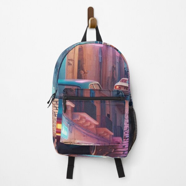 Item preview, Classic 1970s Tripoli – AI Artwork Colorful Streetside Café Scene for City Lovers, Travelers, and Vintage Fans designed and sold by knalpot-design.