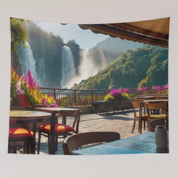 Item preview, Terrace Café Dreams in the Valley of Waterfalls designed and sold by BlareBlare.