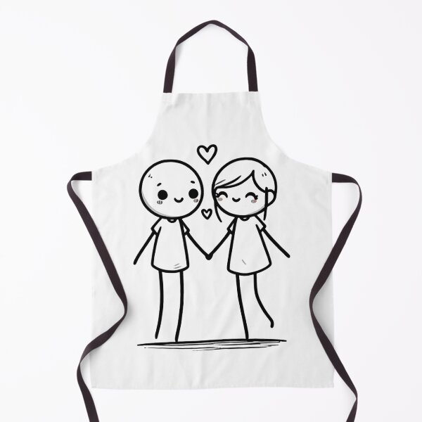 Item preview, Cute Stick Figure Couple Holding Hands with Hearts – Minimalist Love Doodle designed and sold by PlayfulMindArts.