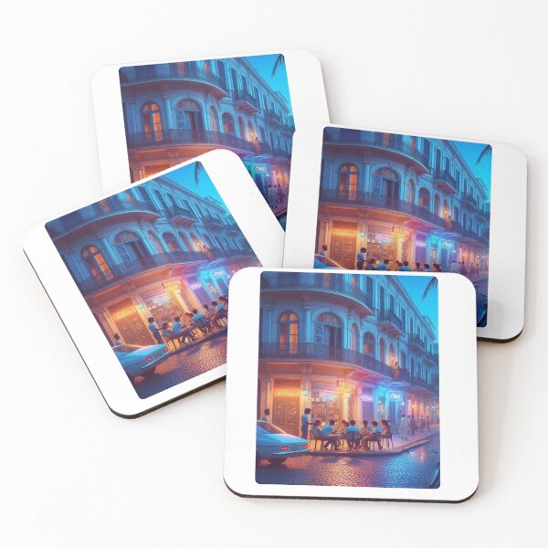 Item preview, Classic 1970s Maputo – AI Artwork Colorful Streetside Café Scene for City Lovers, Travelers, and Vintage Enthusiasts designed and sold by knalpot-design.