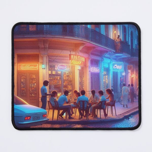 Item preview, Classic 1970s Maputo – AI Artwork Colorful Streetside Café Scene for City Lovers, Travelers, and Vintage Enthusiasts designed and sold by knalpot-design.