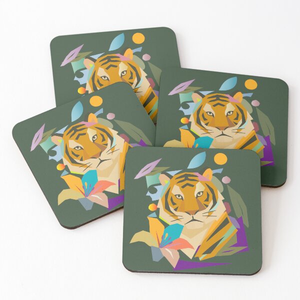 Item preview, Stylized tiger with flower – powerful nature motif with a modern look designed and sold by Kisho.