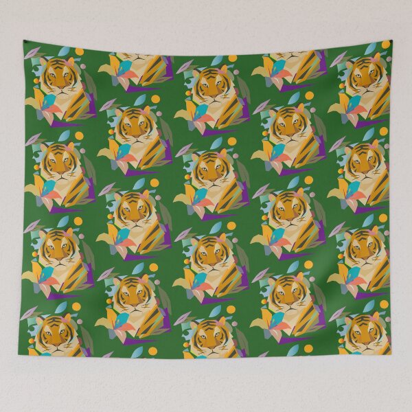 Item preview, Stylized tiger with flower – powerful nature motif with a modern look designed and sold by Kisho.