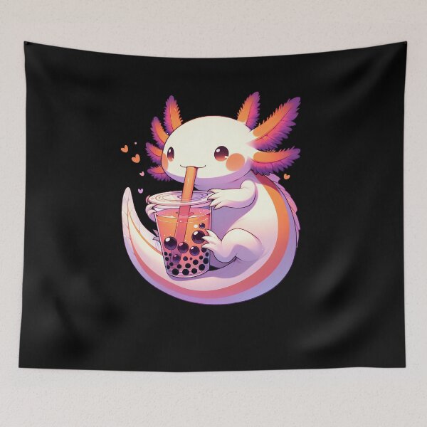 Item preview, Kawaii Axolotl Lesbian Bubble Tea LGBT Pride Month designed and sold by Kimberley King Art  King Art.