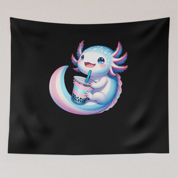 Item preview, Kawaii Axolotl Transgender Bubble Tea LGBTQ Subtle Pride Month Discreet designed and sold by Kimberley King Art  King Art.
