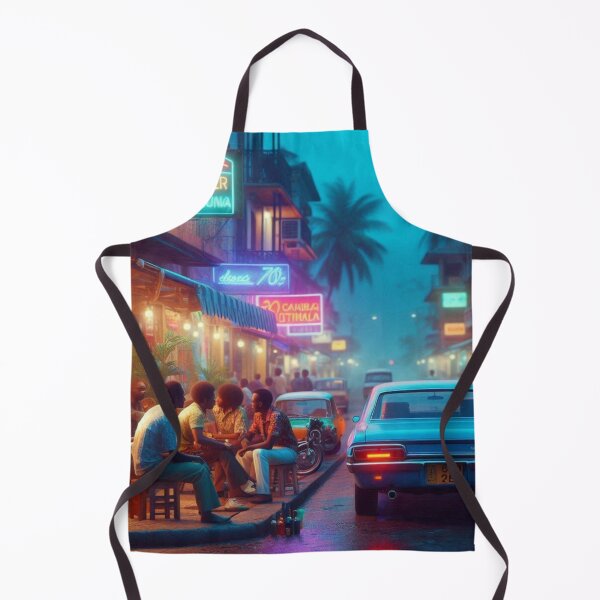Item preview, Classic 1970s Dar es Salaam – AI Artwork Colorful Roadside Café Scene for City Lovers, Travelers, and Vintage Enthusiasts designed and sold by knalpot-design.