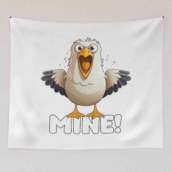 Item preview, Snazzy Seagull Screaming MINE – Funny Cartoon Bird designed and sold by Infinitee8hirts.