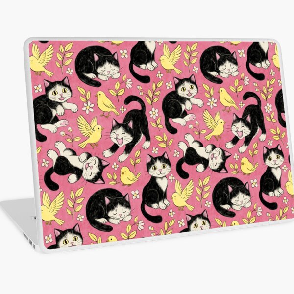 Item preview, Chats et canaris en pastel craie sur rose baie designed and sold by micklyn.