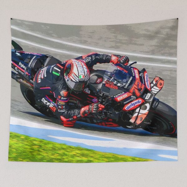 Item preview, Marco Bezzecchi racing his 2025 MotoGP Motorcycle at Jerez de la Frontera abstract designed and sold by Rodissimus1984.