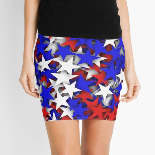 Blue, red, white stars Mini Skirt