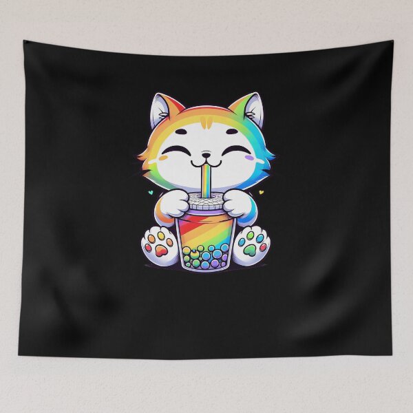 Item preview, Lesbian Gay Pride LGBT Month Kawaii Neko Cat Bubble Tea designed and sold by Kimberley King Art  King Art.