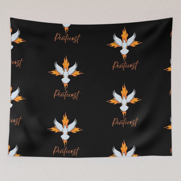 Item preview, Pentecost Sunday Art – Holy Spirit Dove with Flames of Fire Christian Design designed and sold by CrossCrafted.