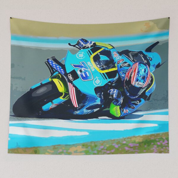 Item preview, Fabio Di Giannantonio racing his 2025 MotoGP Motorcycle during the Spanish Grand Prix watercolor designed and sold by Rodissimus1984.