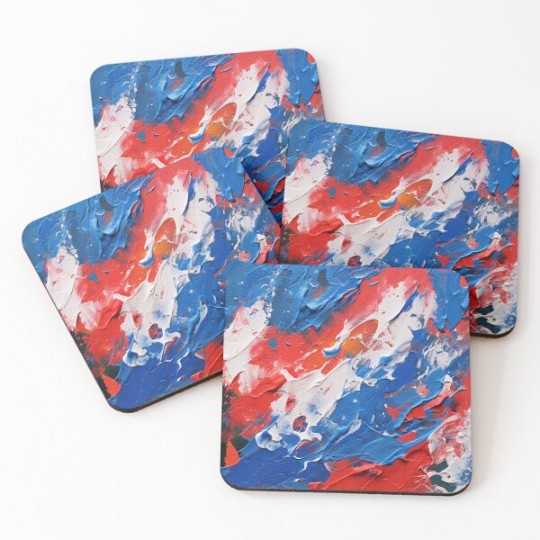 Item preview, Red White Royal Blue Smashes - Abstract Oil Colors designed and sold by GrinGalore.