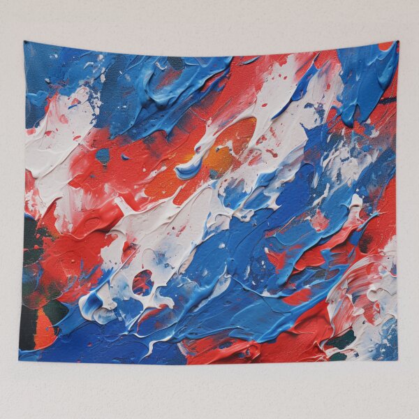 Item preview, Red White Royal Blue Smashes - Abstract Oil Colors designed and sold by GrinGalore.