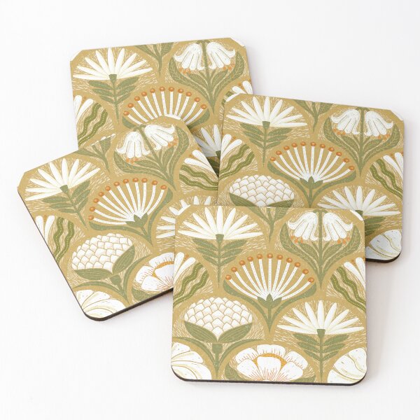 Item preview, Petal Imprints - Block Print Florals B-Sandy Brown designed and sold by Carina Parry Studios.