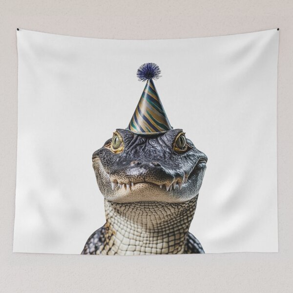 Item preview, Funny Crocodile Wearing Birthday Party Hat designed and sold by LazyOwlStore.