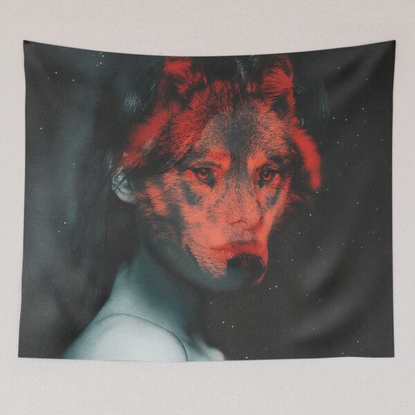 Item preview, wolf and Woman Collage Art designed and sold by Frida Why.