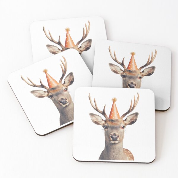 Item preview, Funny Deer Wearing Birthday Party Hat designed and sold by LazyOwlStore.