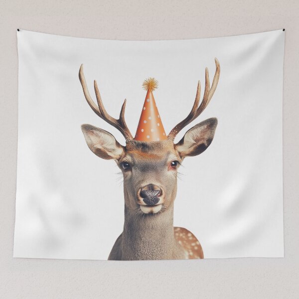 Item preview, Funny Deer Wearing Birthday Party Hat designed and sold by LazyOwlStore.