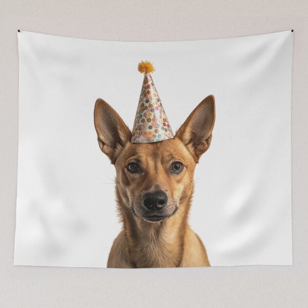 Item preview, Funny Dingo Wearing Birthday Party Hat designed and sold by LazyOwlStore.