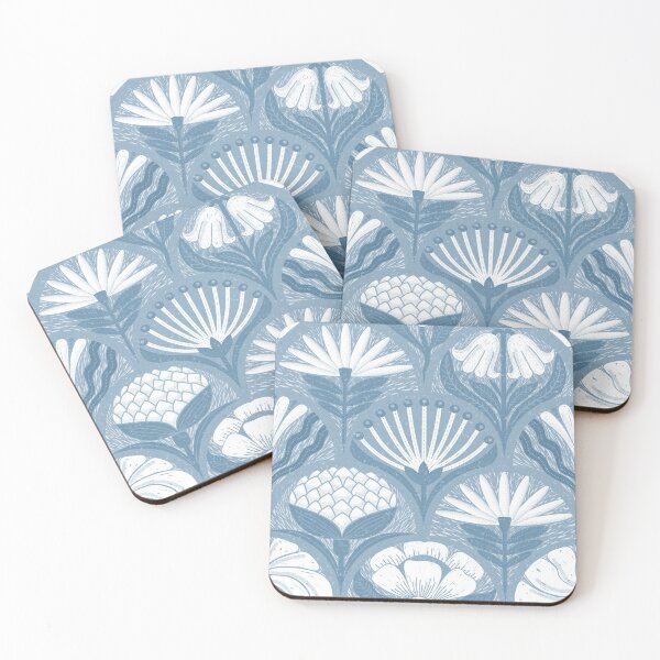 Item preview, Petal Imprints - Block Print Florals K-Glacier designed and sold by Carina Parry Studios.