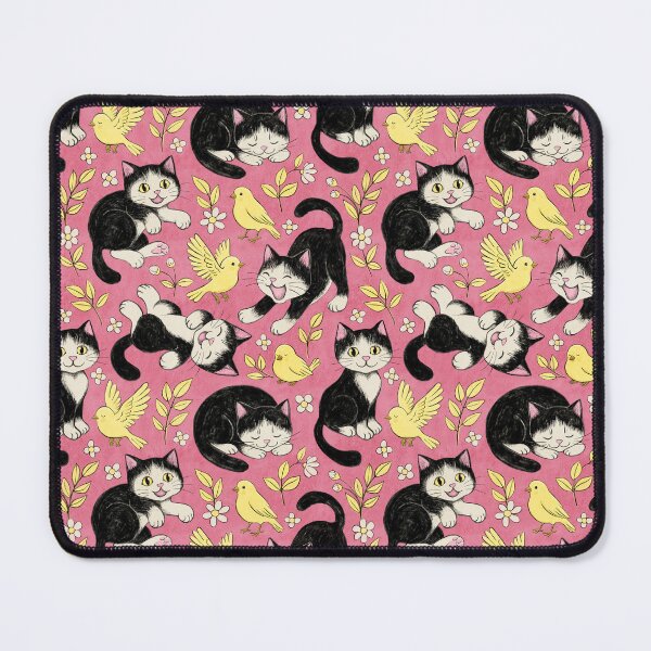 Item preview, Cats and Canaries in Chalk Pastel on Berry Pink designed and sold by micklyn.