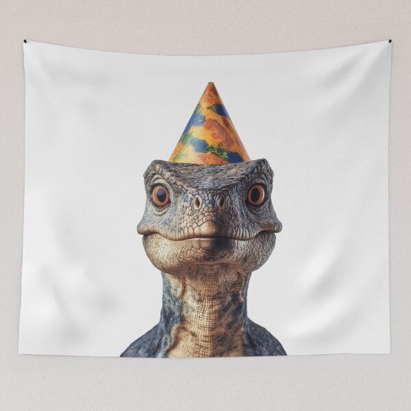 Item preview, Funny Dinosaur Wearing Birthday Party Hat designed and sold by LazyOwlStore.